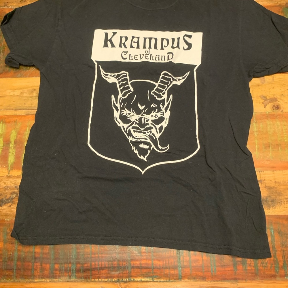 Krampus Cleveland Black TShirt Large Ohio Christmas Cotton German Halloween goat